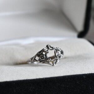 VTG Sterling Silver Open Work Floral Edwardian Ring Size 6